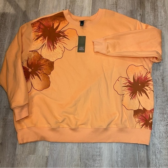 Wild fable peach floral oversized sweatshirt nwt - Picture 3 of 7